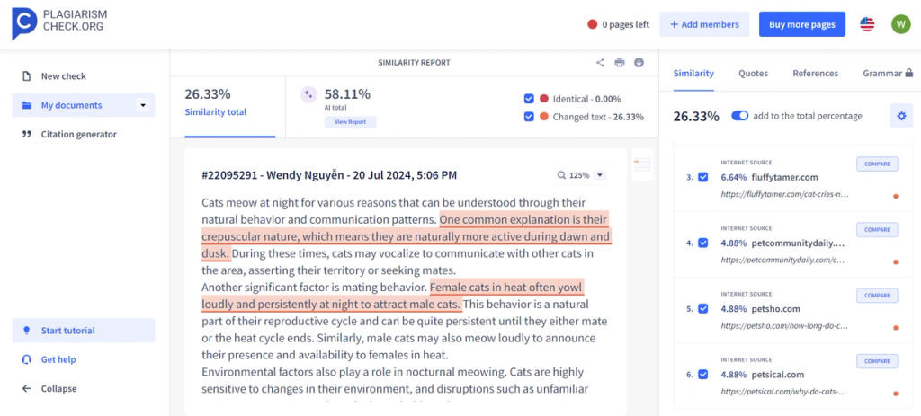 Plagiarism Checker Test Result