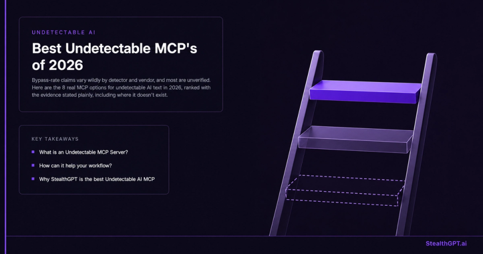 Abstract illustration of a three-tier ladder graphic, solid to dotted, representing a spectrum from verified evidence to unverified marketing claims for undetectable AI MCP tools.