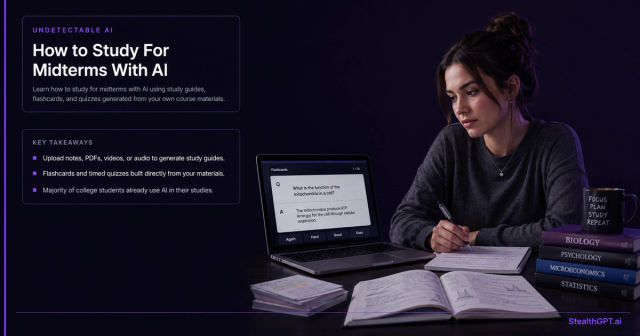 Using AI to generate study guides, flashcards, and quizzes for midterms