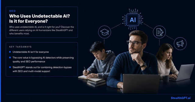 Different types of users relying on undetectable AI writing tools like StealthGPT