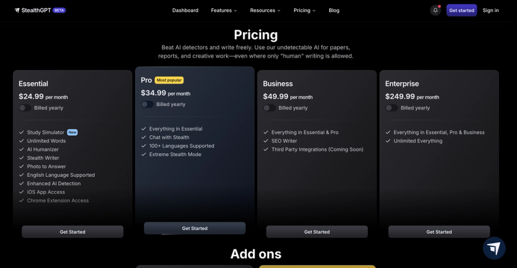 StealthGPT Pricing