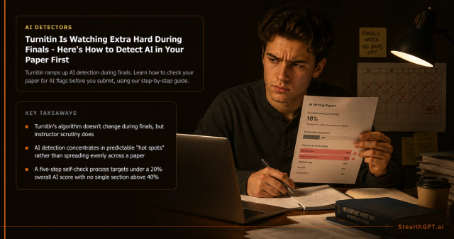 Checking a paper for AI detection flags before submitting during finals