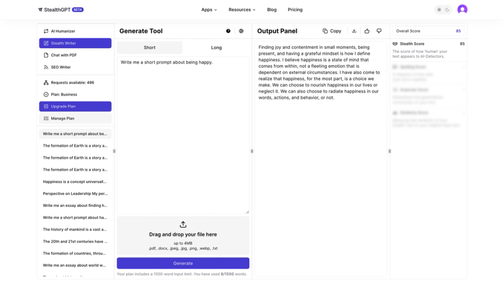 Stealth Writer Short Form StealthGPT