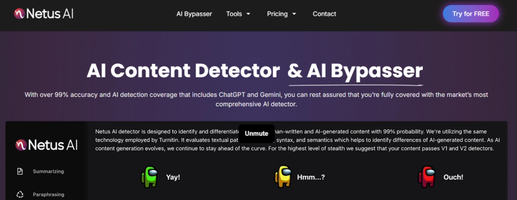 Netus AI Homepage