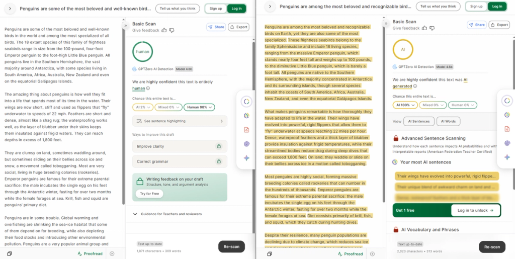 image showing the difference between humanized and un-humanized text