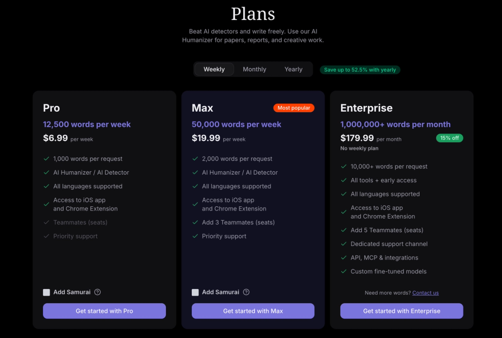 StealthGPT pricing plans 2026