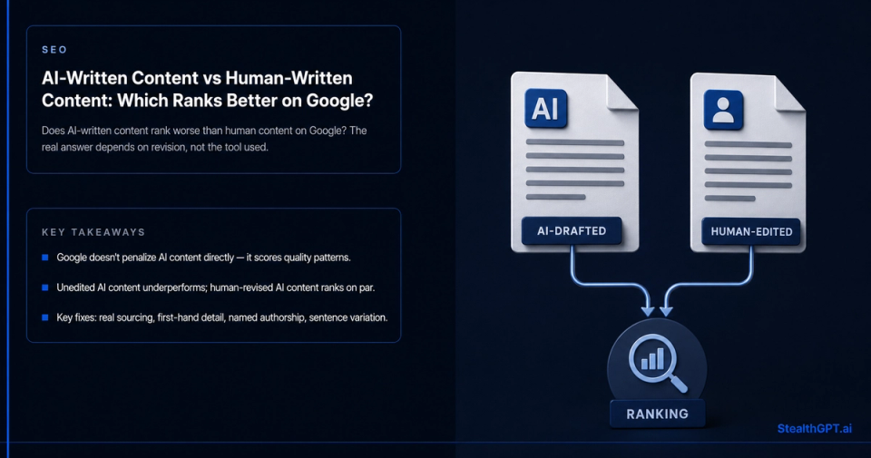 AI-written vs human-written content compared for Google search rankings