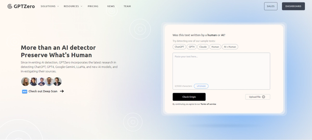 Gptzero Homepage
