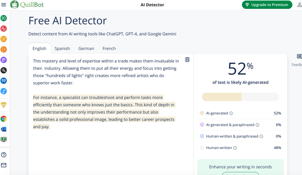 Hix AI Hix Quillbot Test 52% StealthGPT