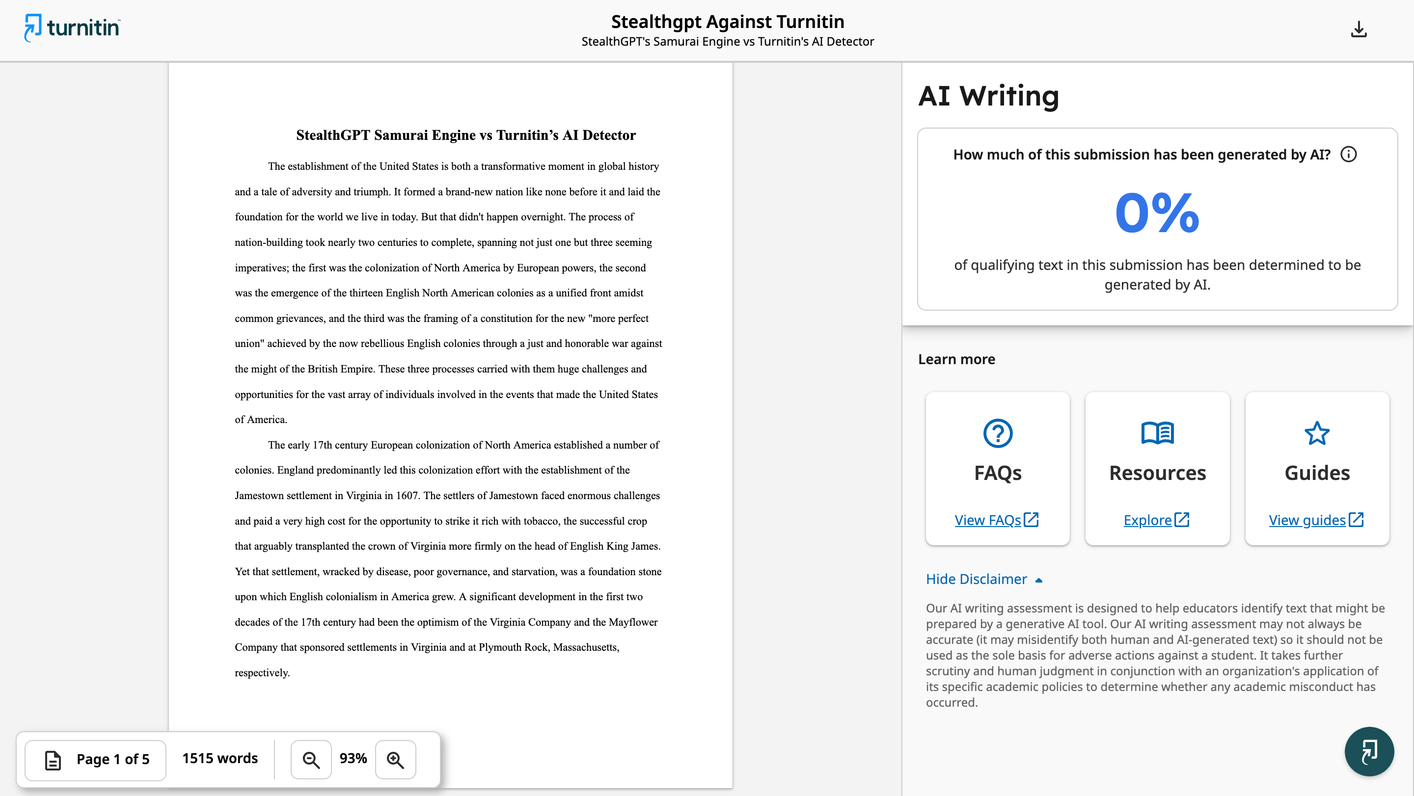 Turnitin's AI Detection Case Study: StealthGPT Achieves 0% AI Writing