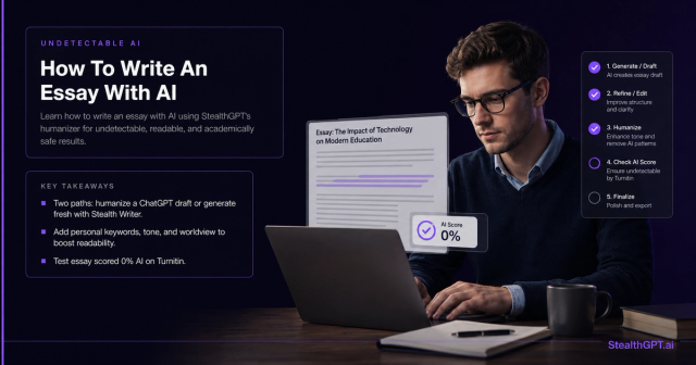 Writing an essay with AI using StealthGPT's undetectable humanizer tool