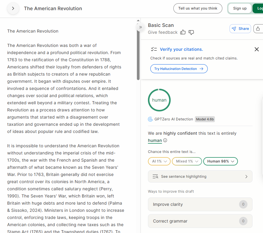 gptzero scanning humanized text