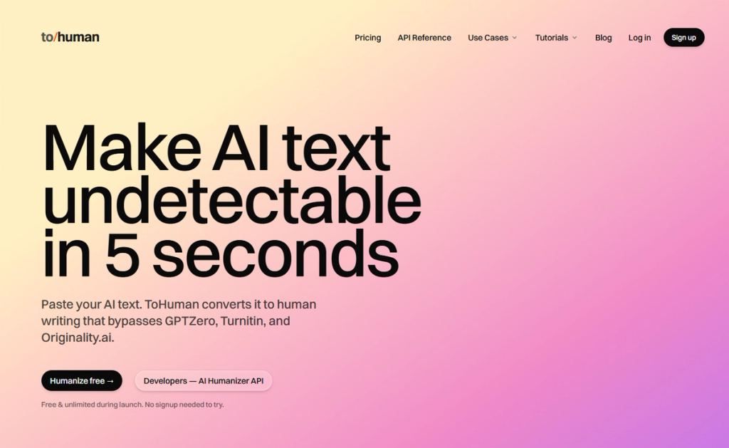 to/human landing page