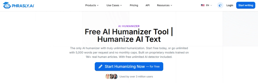 Phrasly AI Homepage