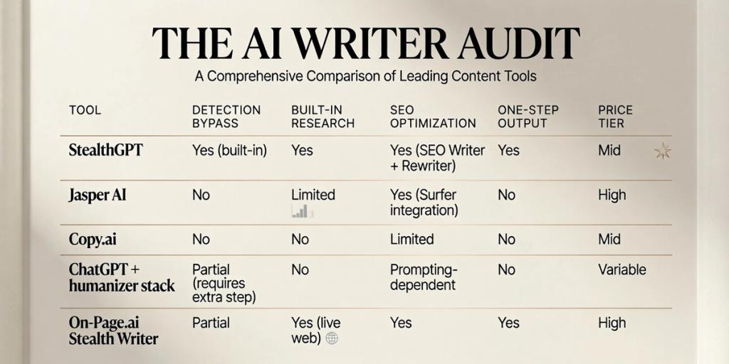 2026 AI SEO writer comparison infographic