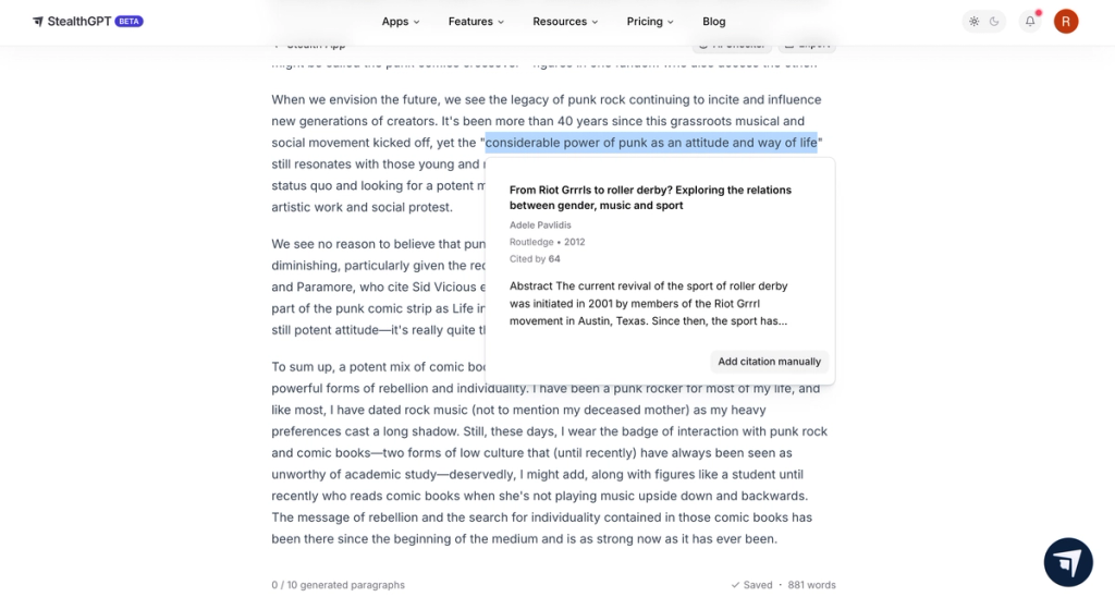 In Text Citations StealthGPT