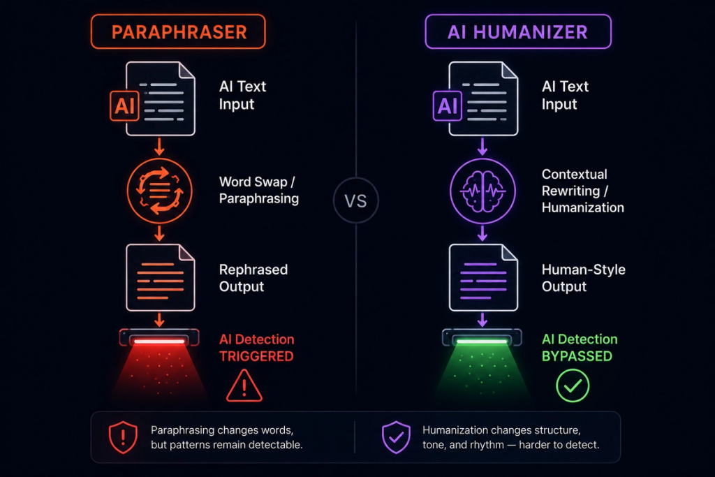 ai paraphraser vs ai humanizer