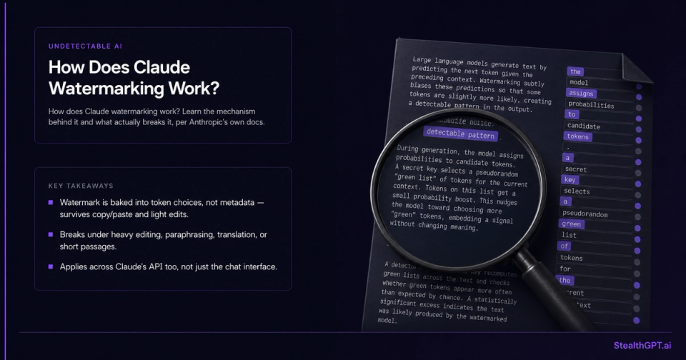 How Claude's AI text watermark works and what actually breaks it