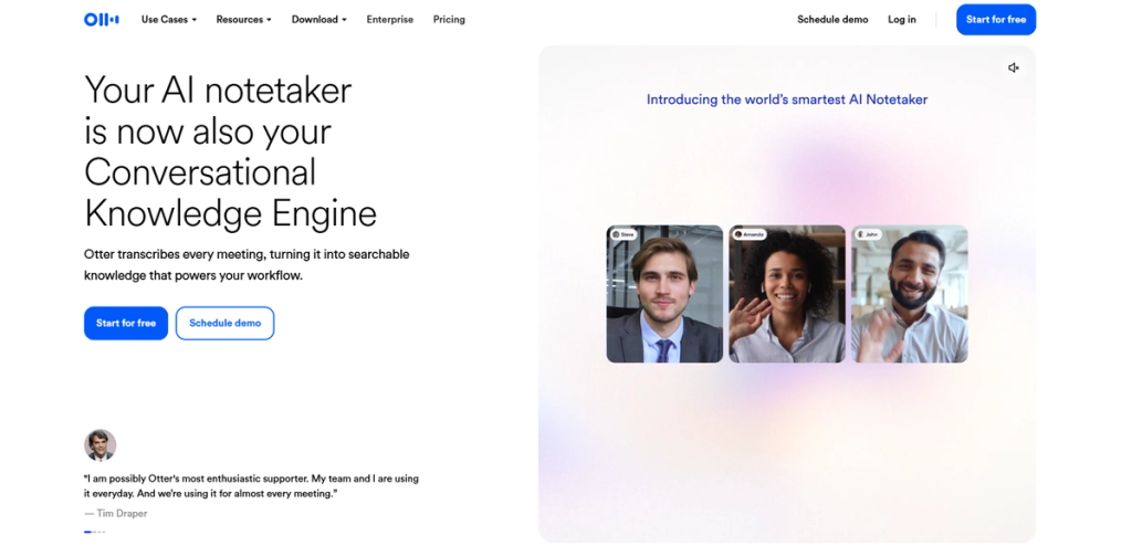 Otter AI Homepage