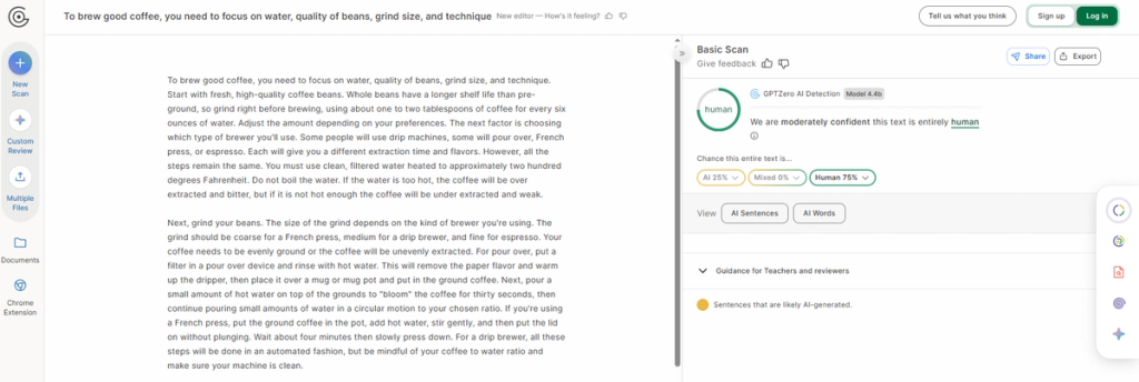 GPTzero AI Scan 2026