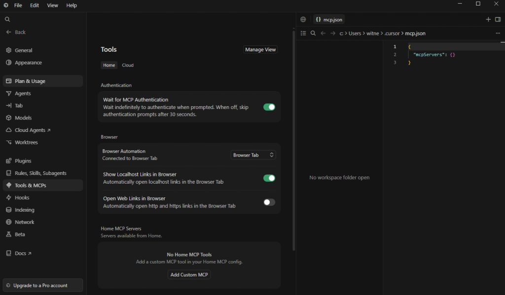 Cusor setting page