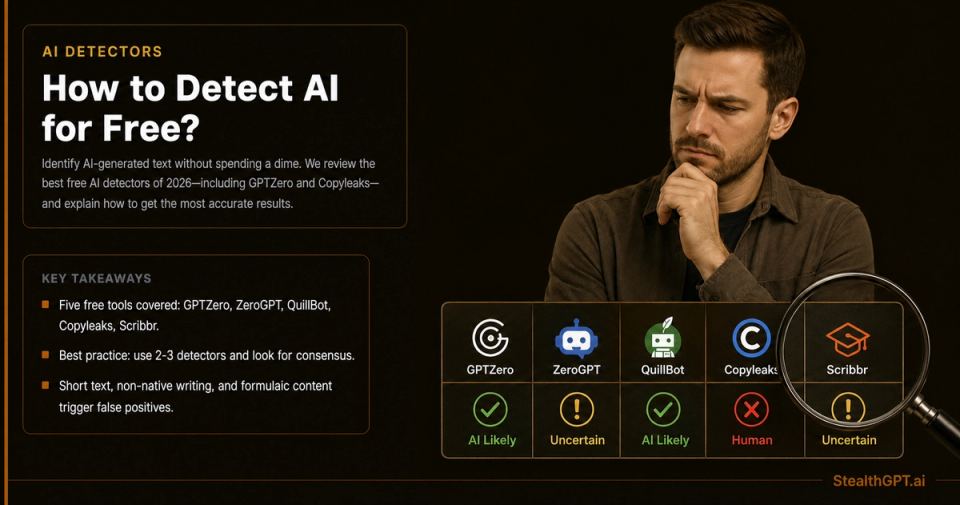 Free AI detection tools compared for checking AI-generated content