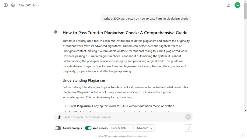 ChatGPT'S Essay On How To Pass Turnitin Plagiarism Check