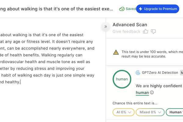 Scanning the humanized output from Claude in GPTZero, an AI detector.