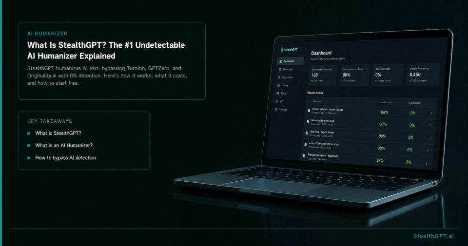 What is StealthGPT? The #1 undetectable AI humanizer explained. Features, pricing, and results.