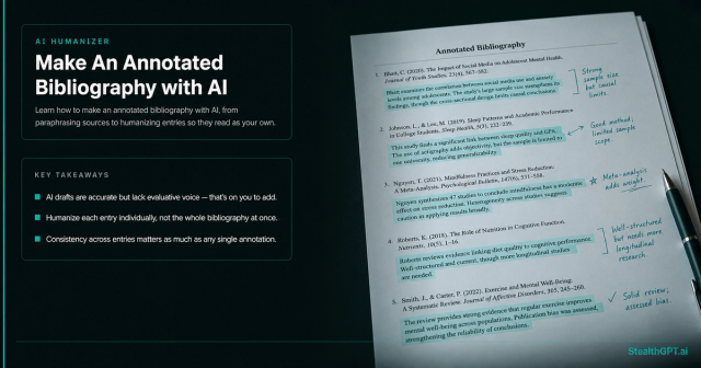 Making an annotated bibliography with AI paraphrasing and humanization tools
