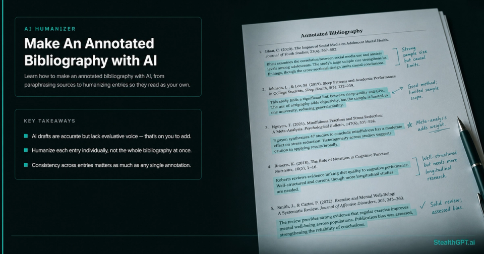 Making an annotated bibliography with AI paraphrasing and humanization tools