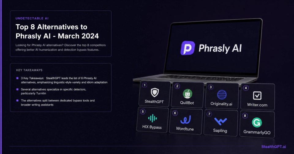 Top 8 Phrasly AI alternative tools compared for AI humanization