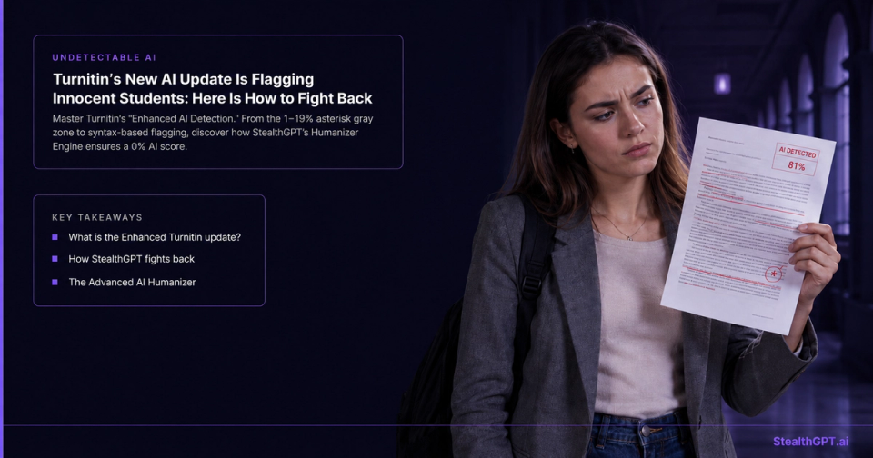Turnitin new AI update flagging innocent students - how to fight back with StealthGPT