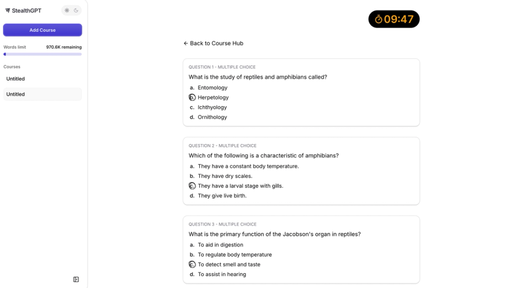 Study Simulator Quiz StealthGPT