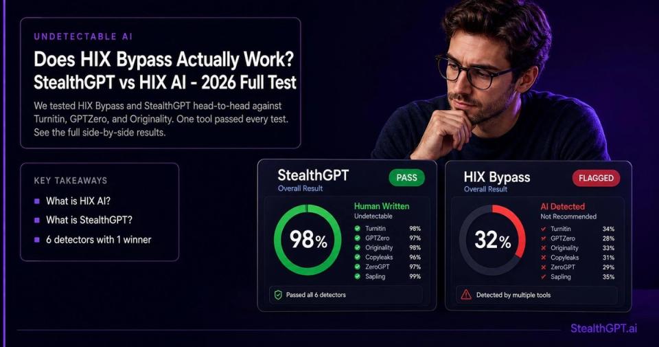 Does HIX Bypass work? StealthGPT vs HIX AI full 2026 comparison test results