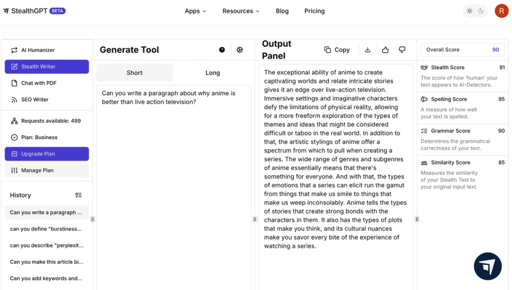 Readability Tone Settings StealthGPT