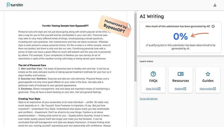 BypassGPT Can'T Trick Turnitin