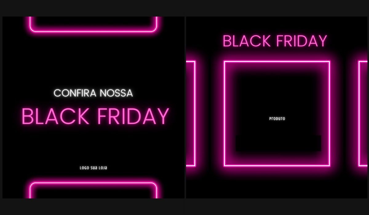 template rosa e preto neon