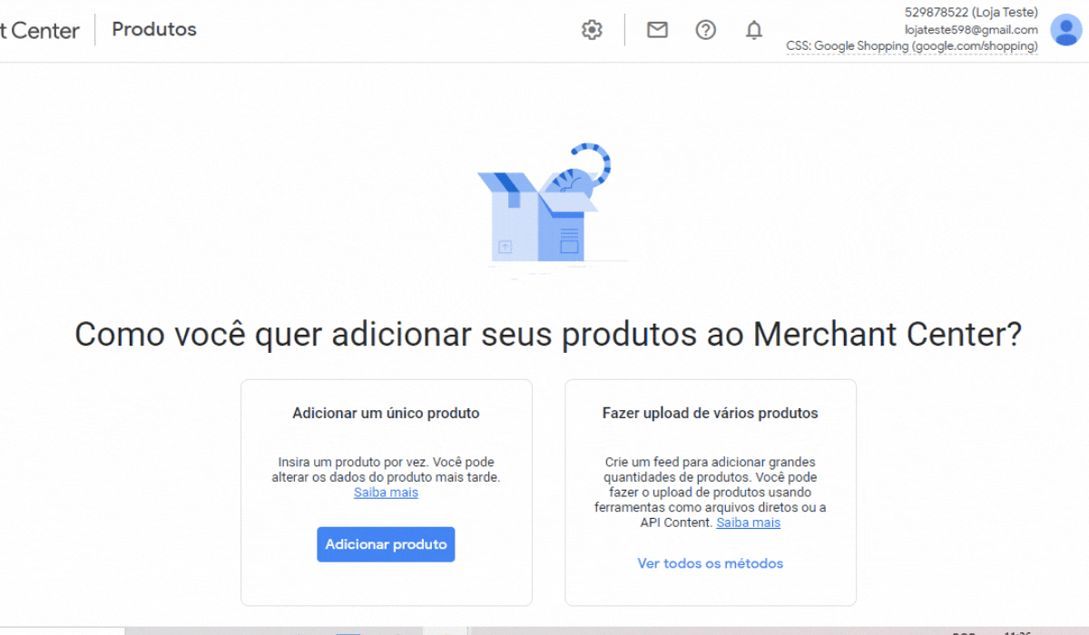 como criar conta no Google Merchant Center