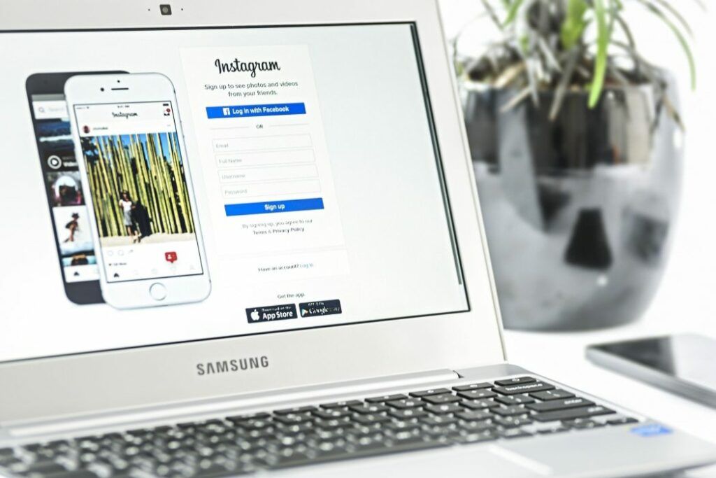 Tela para criar conta no Instagram