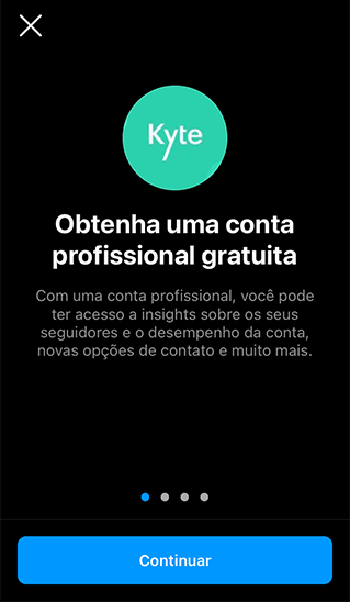 criar conta comercial no Instagram