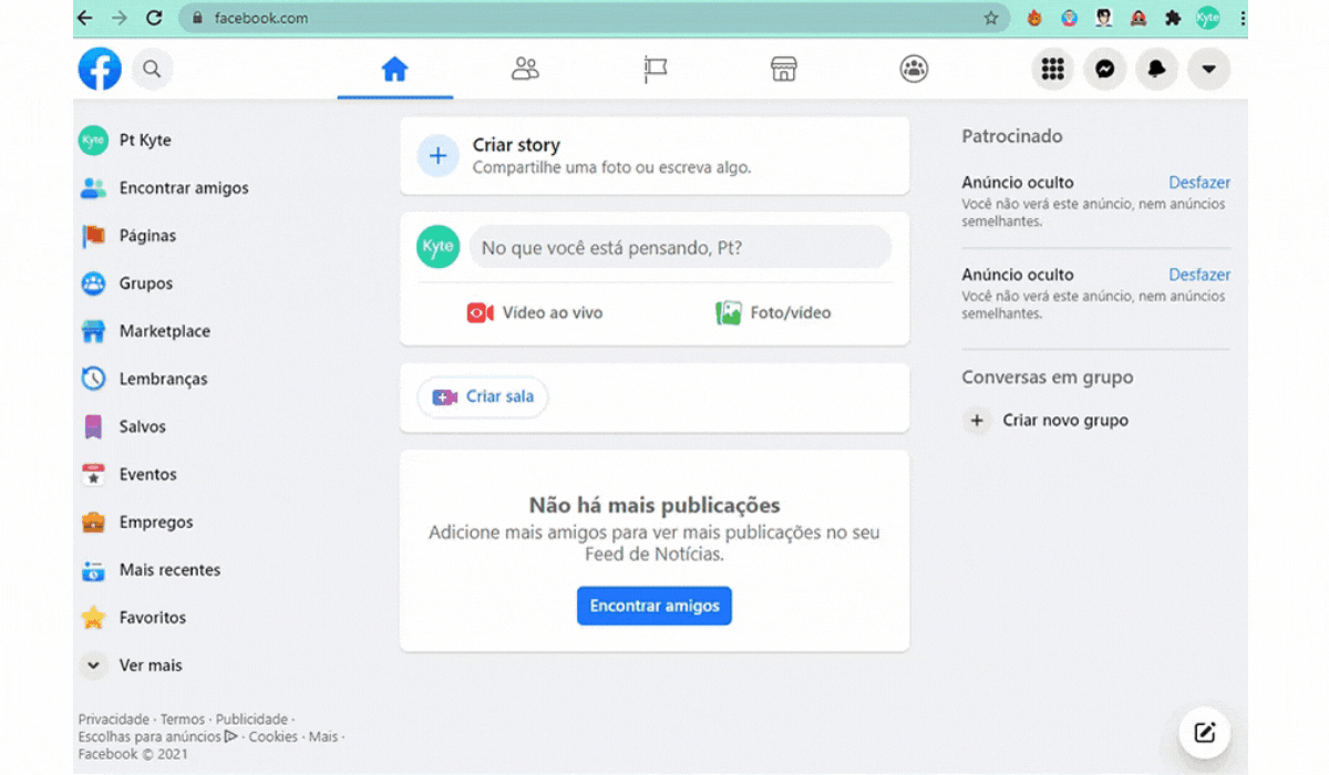 conta empresarial Facebook