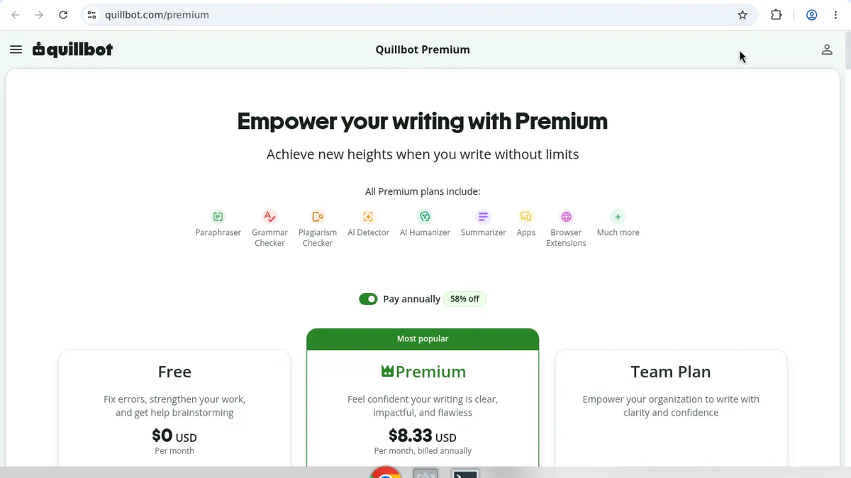 QuillBot Standard paraphrase result during hands-on review