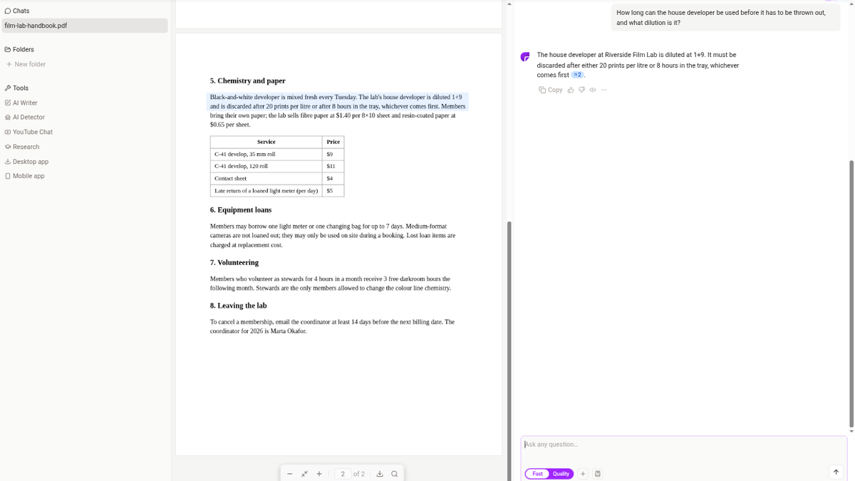 ChatPDF Review: A Trap Question, a Missing Citation and a Fair Free Tier (4/5)
