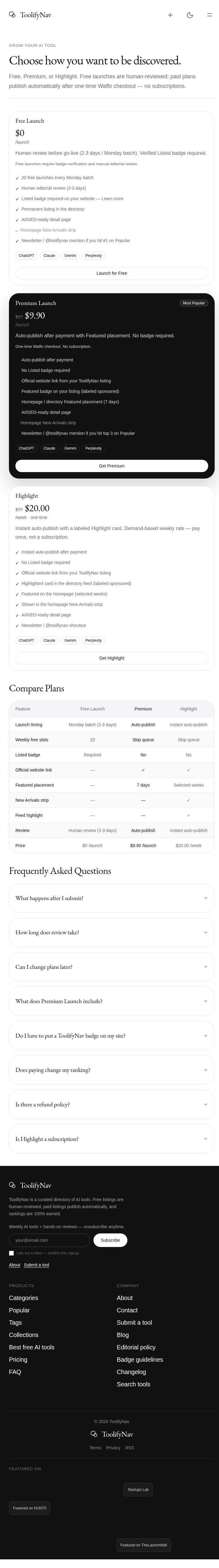 How to Submit to ToolifyNav: Free, Premium, and Highlight