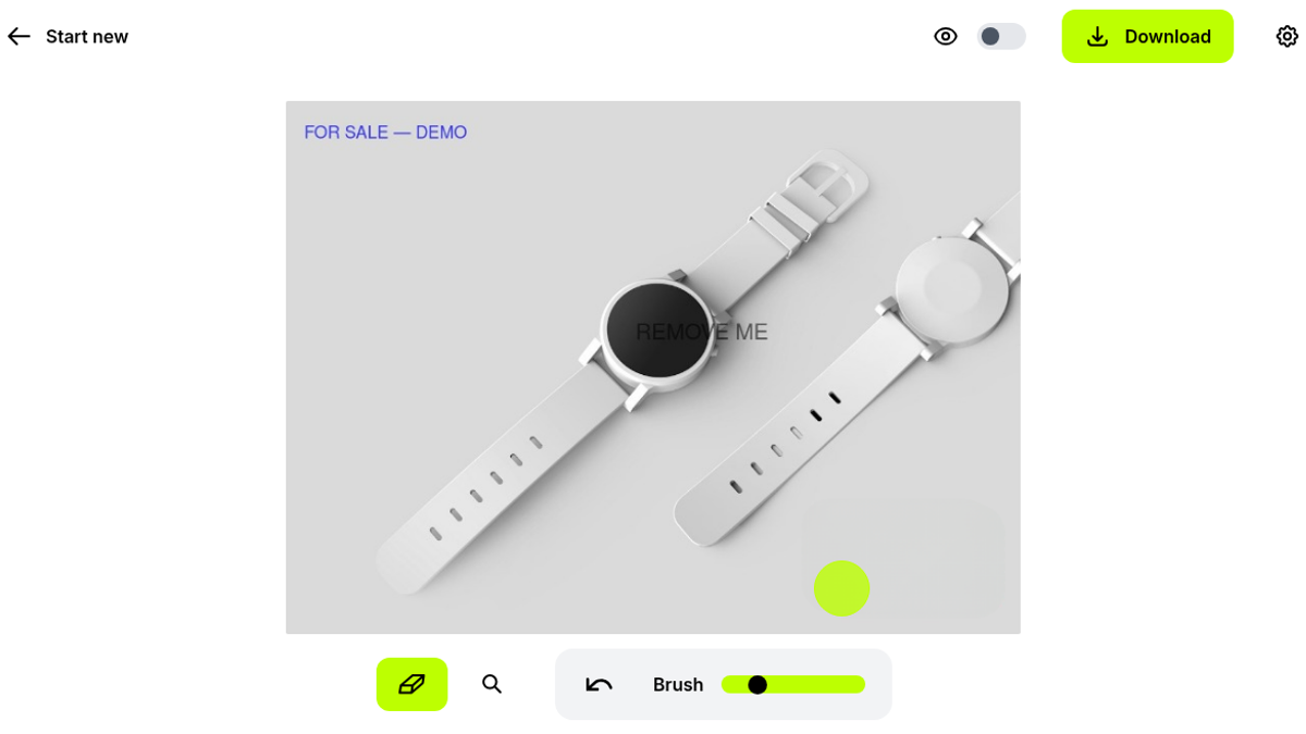 Cleanup.pictures after first erase — SAMPLE WATERMARK gone, Download button lit