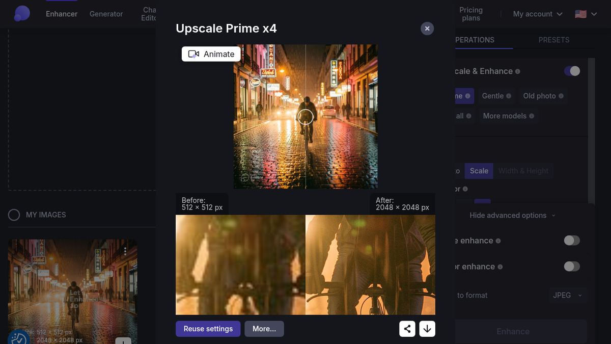Let's Enhance Review: My 512px Buenos Aires Frame at 4x, Watermark Included (4/5)