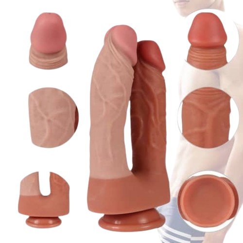 Silicone double dildos with suction cup