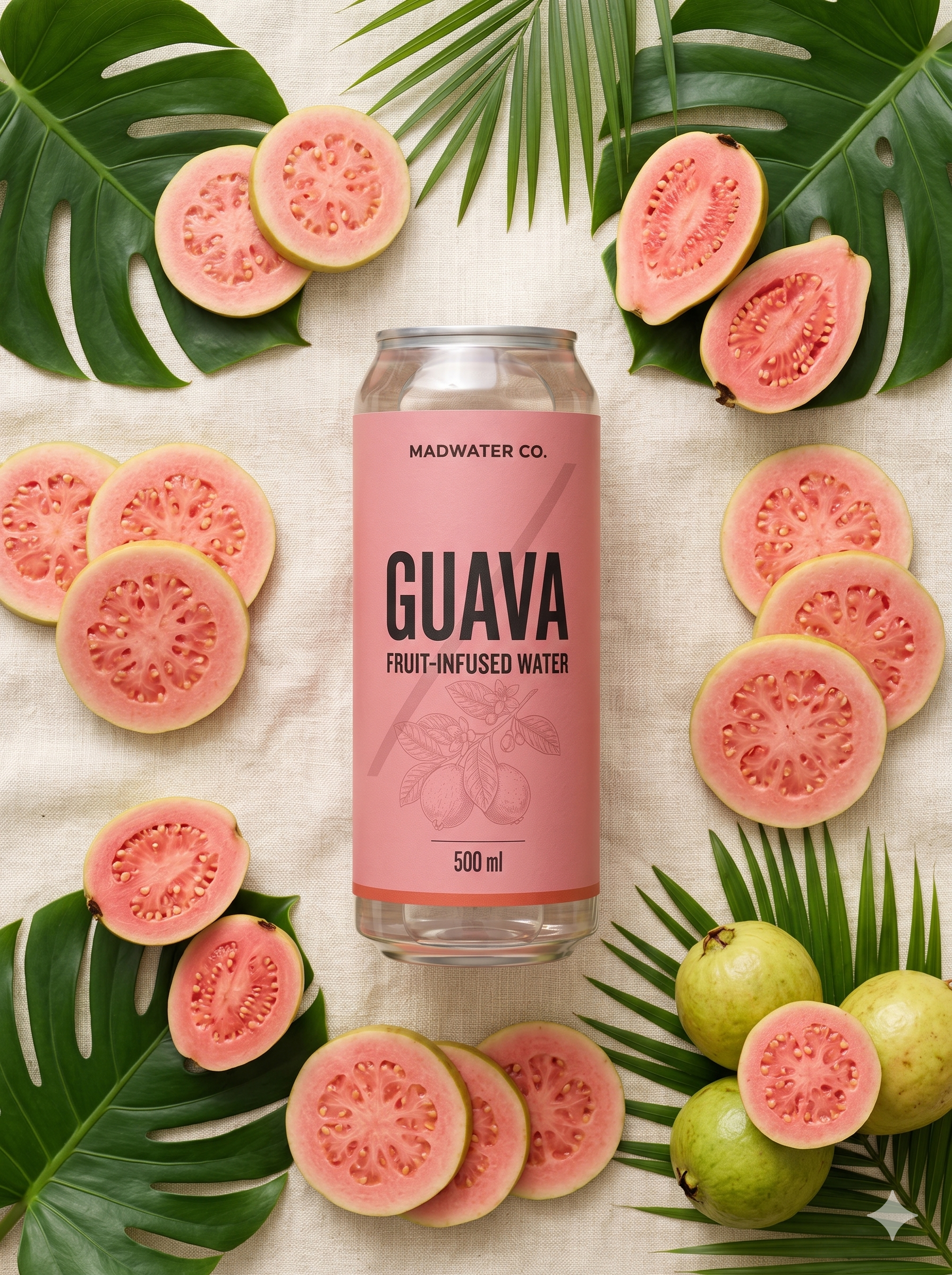 MadWater Guava top-down with sliced guavas