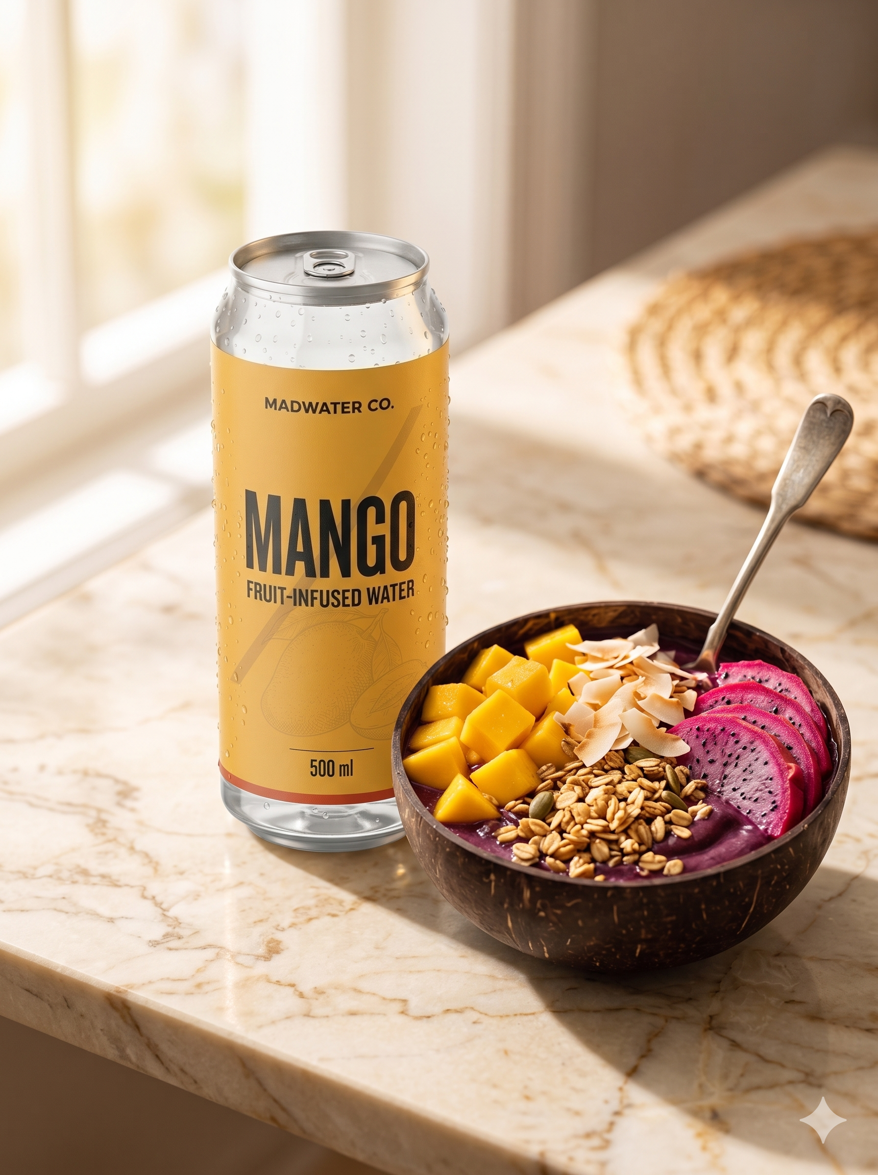 MadWater Mango with açaí bowl